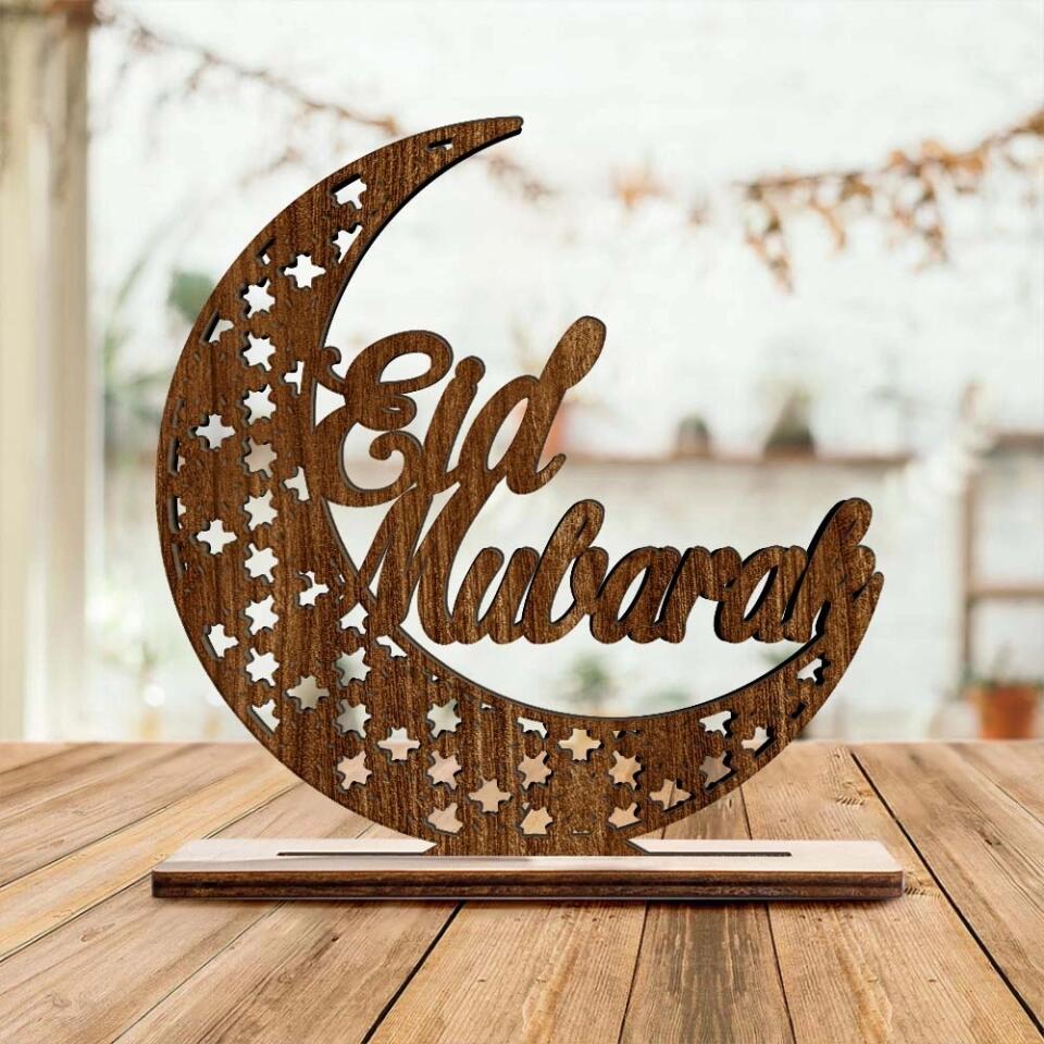 Ramadan Kareem Moon Mosque - Wooden/Acrylic Plaque - Best Home Decor On Muslim Festival Eid Al Fitr Family - 304IHPTLWP041 - Image 3