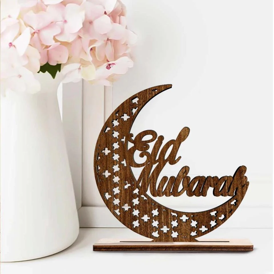 Ramadan Kareem Moon Mosque - Wooden/Acrylic Plaque - Best Home Decor On Muslim Festival Eid Al Fitr Family - 304IHPTLWP041 - Image 4