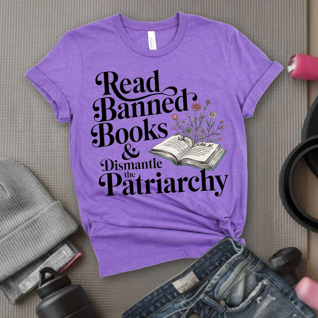 Read Banned Books & Dismantle the Patriarchy - Feminist T-Shirt - Women Empowerment Tee - Bella Canvas 3001 - Image 8