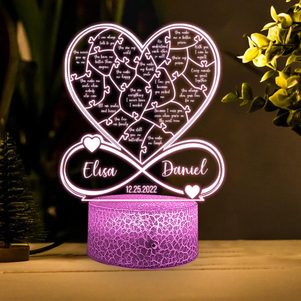 Personalized Valentine Gifts - Reasons Why I Love You Custom 3D Light Valentines Gift For Couples - Image 5