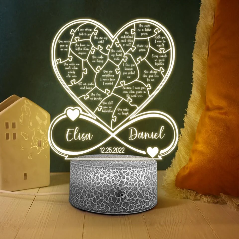 Personalized Valentine Gifts - Reasons Why I Love You Custom 3D Light Valentines Gift For Couples - Image 6