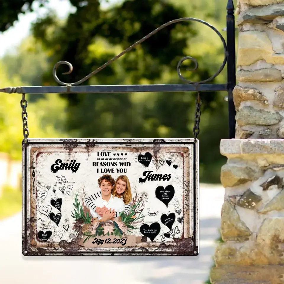 Reasons Why I Love You You're The Love Of My Life, Personalized Upload Photo Metal Sign, Sweet Gift For Couples - Image 2