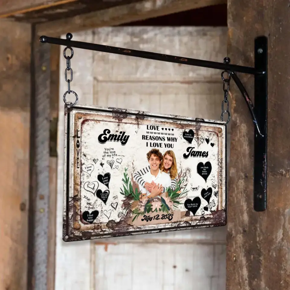 Reasons Why I Love You You're The Love Of My Life, Personalized Upload Photo Metal Sign, Sweet Gift For Couples - Image 4