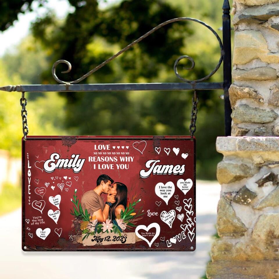 Reasons Why I Love You You're The Love Of My Life, Personalized Upload Photo Metal Sign, Sweet Gift For Couples - Image 8