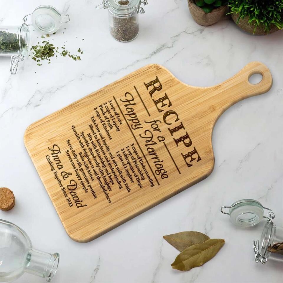Recipe for a Happy Marriage - Personalized Cutting Board - Image 3