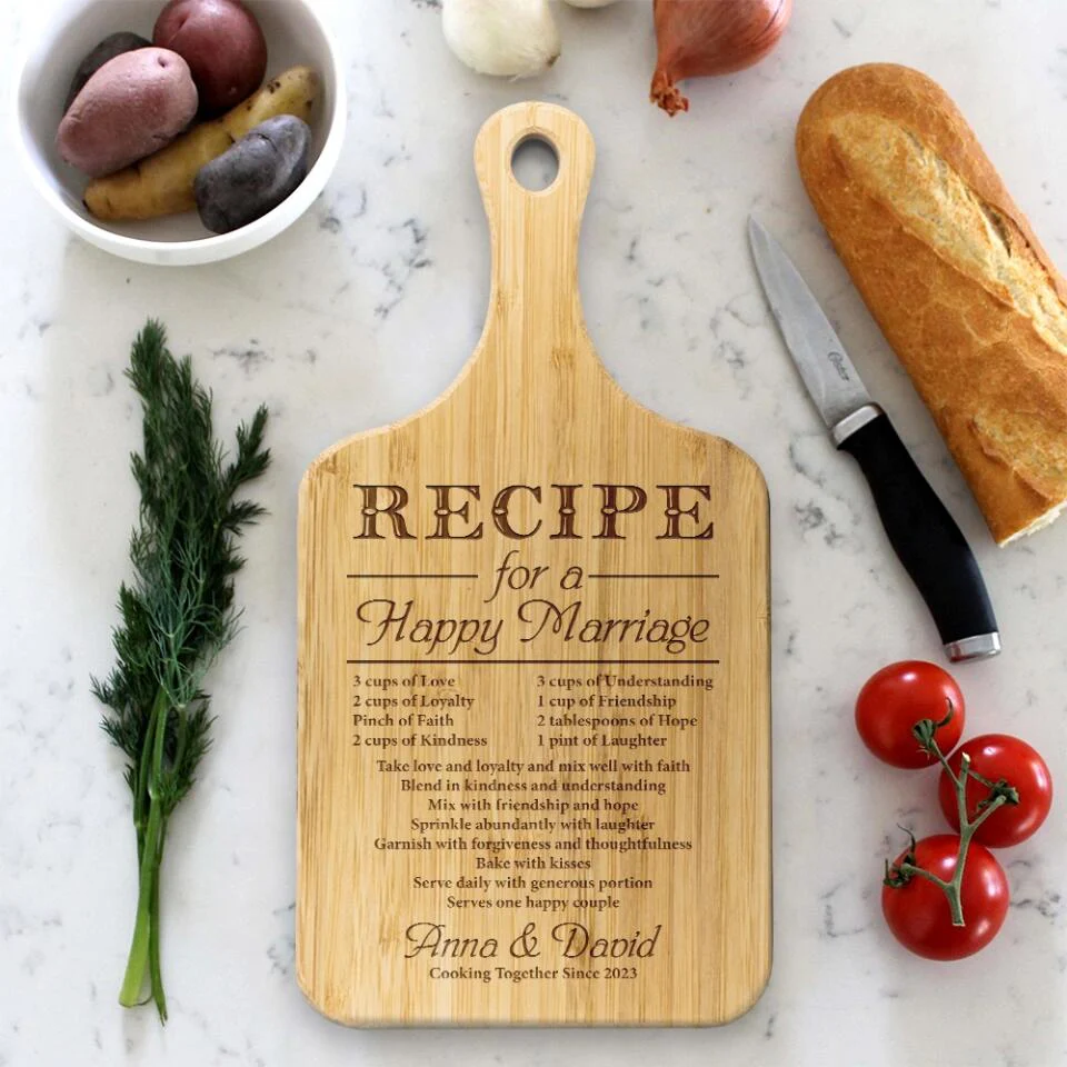 Recipe for a Happy Marriage - Personalized Cutting Board - Image 4