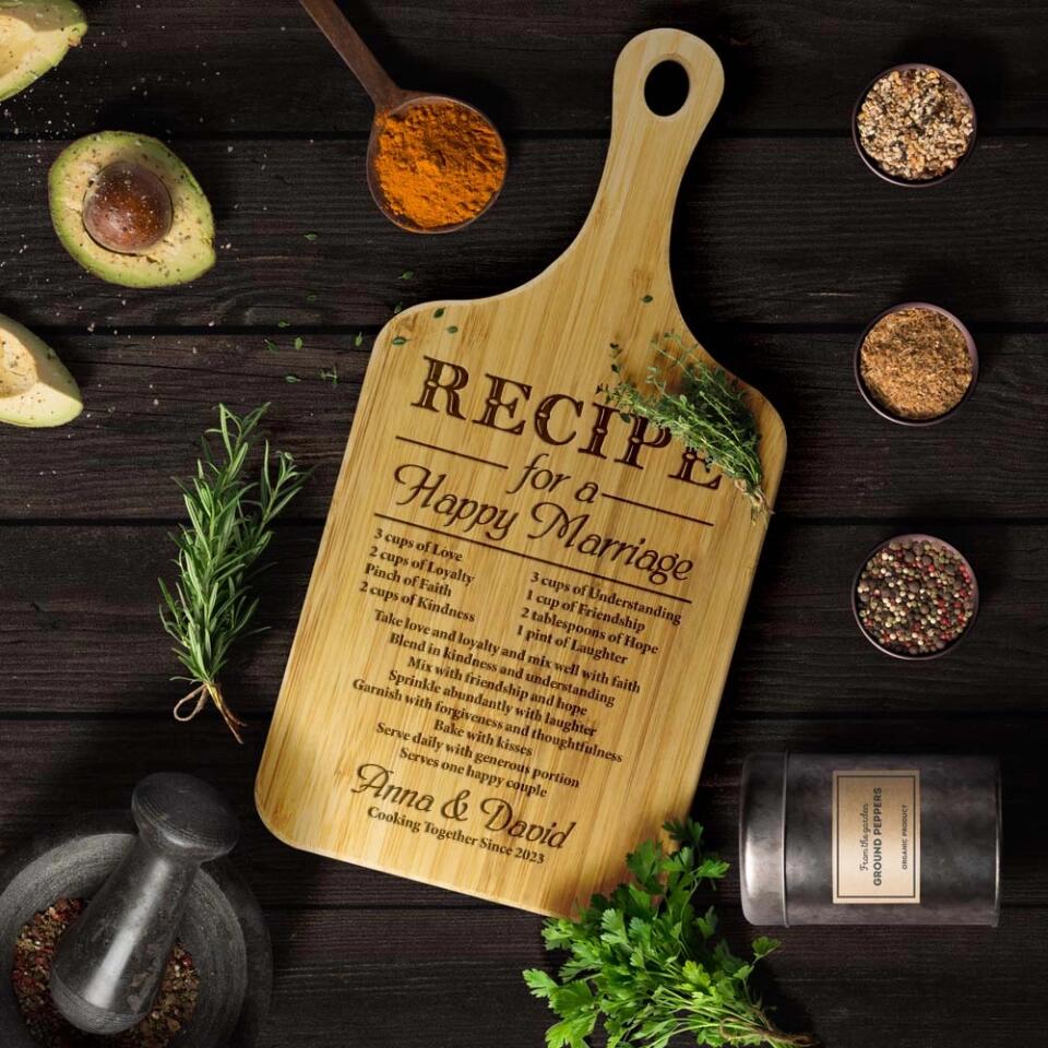 Recipe for a Happy Marriage - Personalized Cutting Board - Image 5