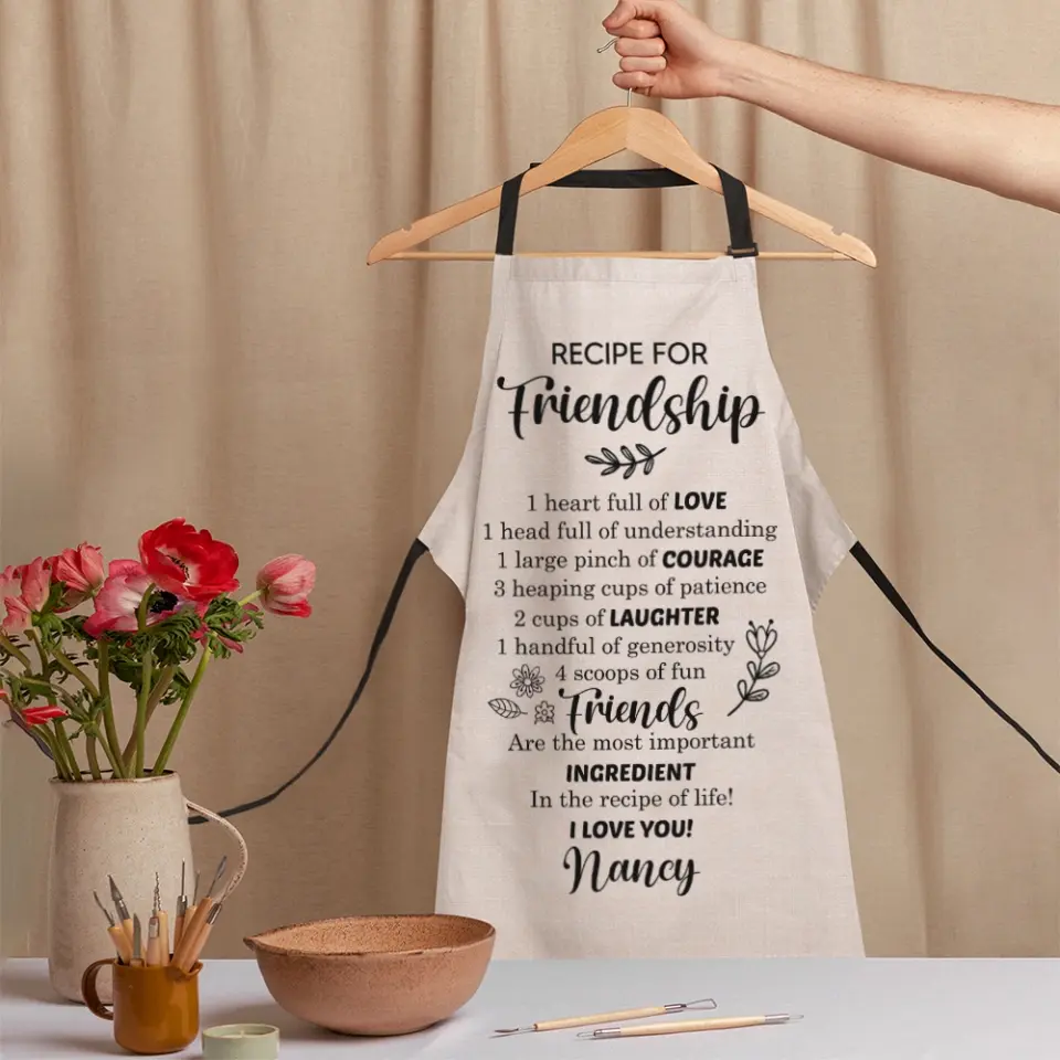 Recipe for Friendship - Personalized Apron - Meaningful Gift for Friends - Birthday, Anniversary Gifts - Image 6