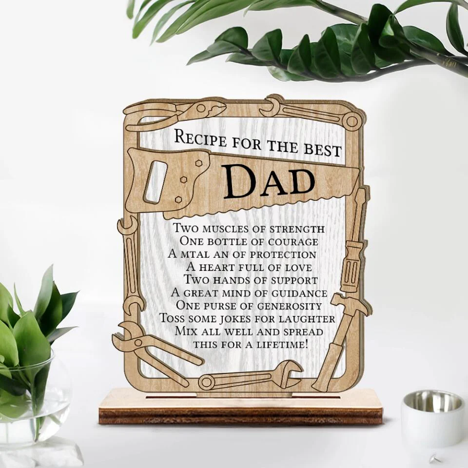 Recipe for the Best Dad/Grandpa - Two Mucles of Strength One Bottle of Courage Jokes for Laughter - Wooden Plaque - Father's Day Gift - Birthday Gift for Daddy Grandad - 303ICNBNWP377 - Image 5