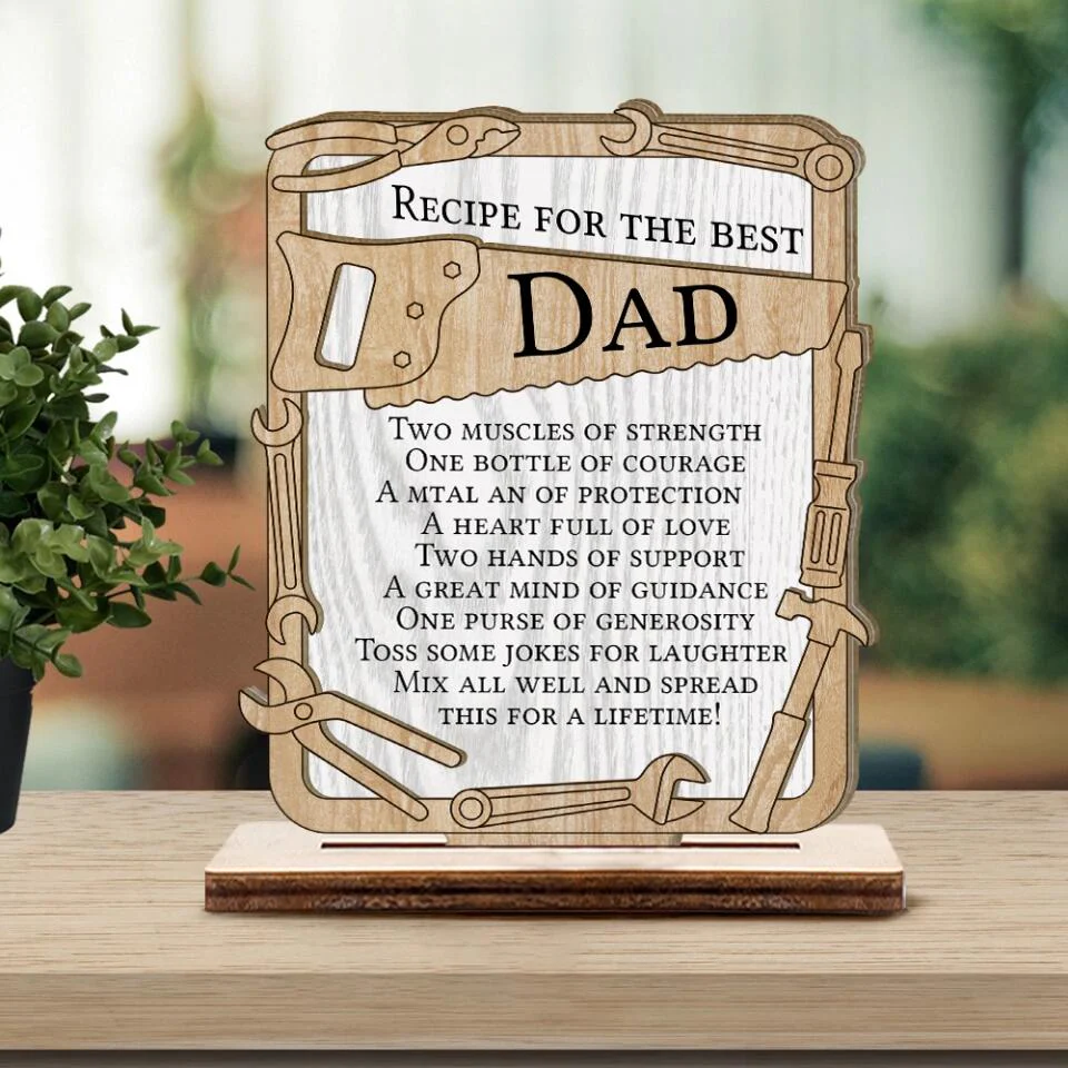 Recipe for the Best Dad/Grandpa - Two Mucles of Strength One Bottle of Courage Jokes for Laughter - Wooden Plaque - Father's Day Gift - Birthday Gift for Daddy Grandad - 303ICNBNWP377 - Image 7