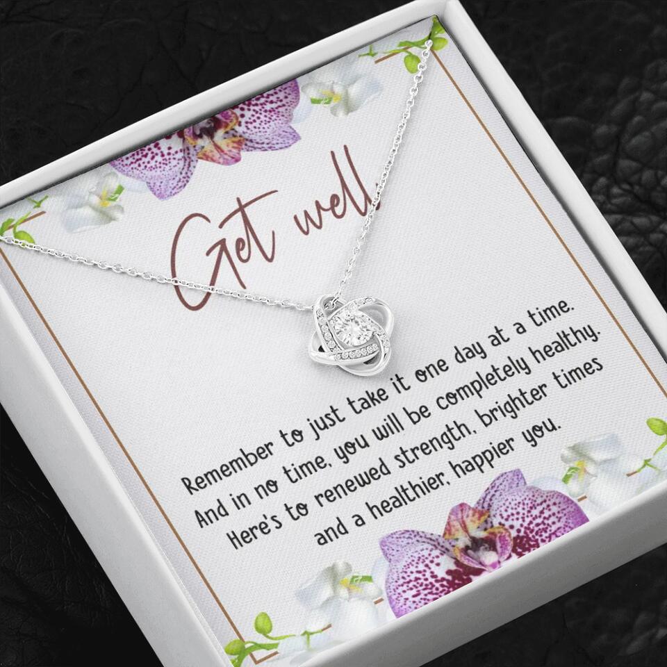 Get Well, Remember To Just Take It One Day At A Time - Love Knot Necklaces - Get Well Surgery Gift - Image 2