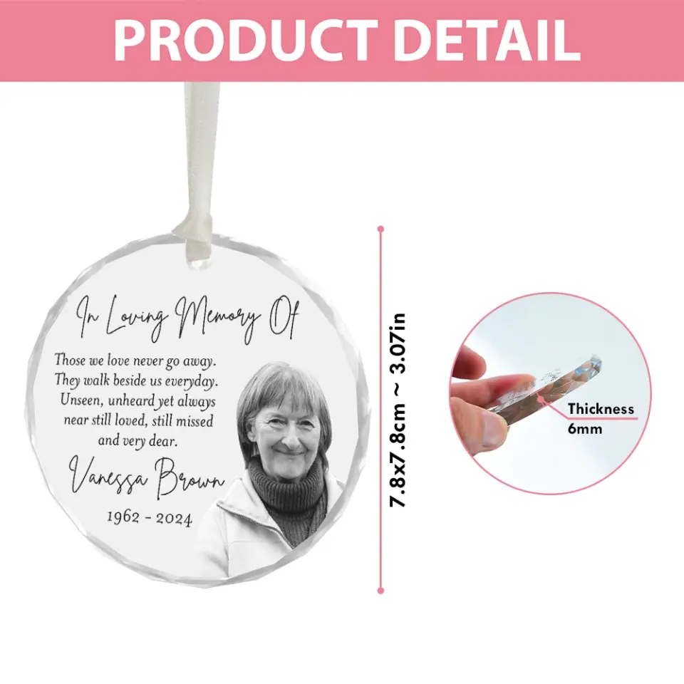Remembrance Gifts In Loving Memory of Custom Glass Ornament for Loss of a Loved One - Image 4