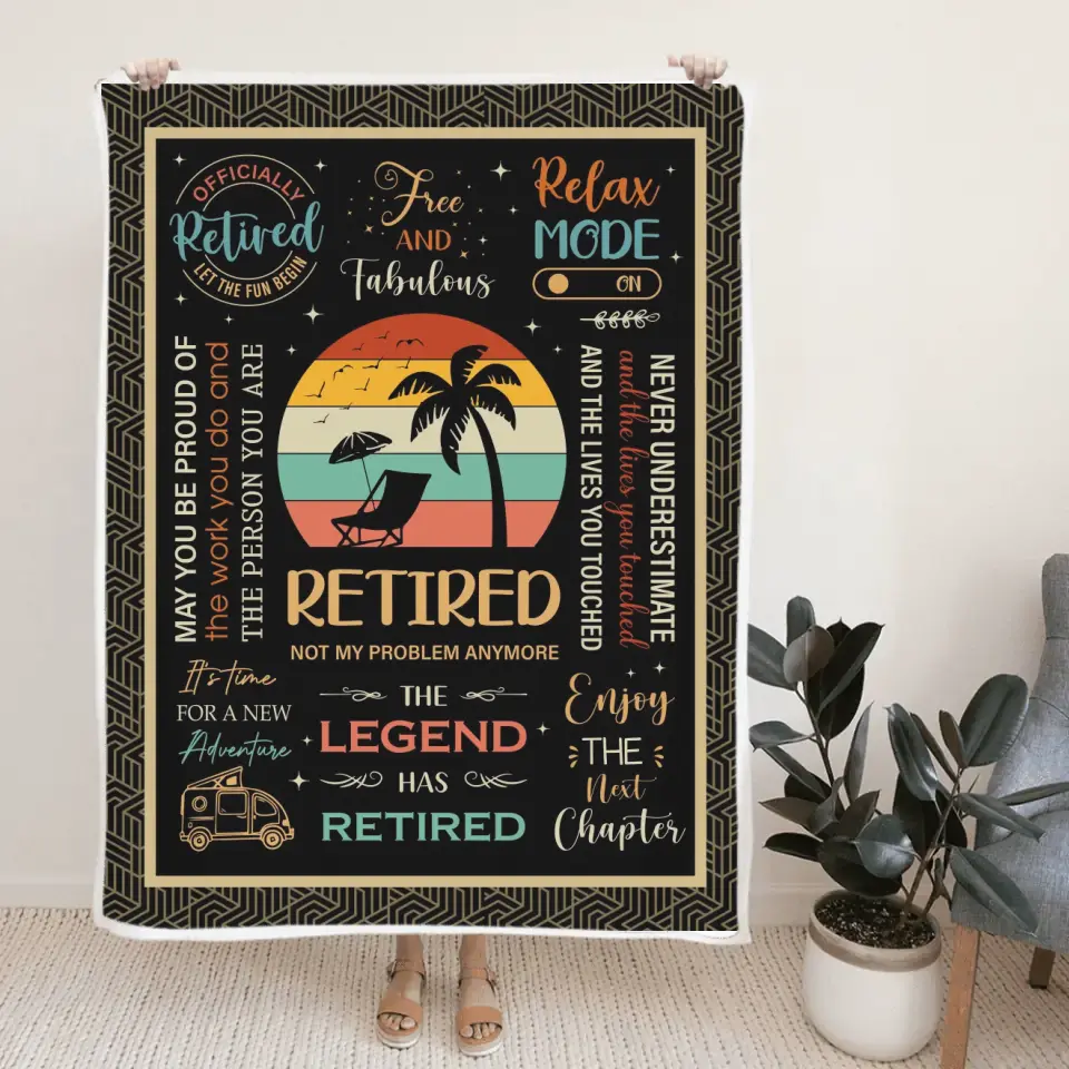 Retired Not My Problem Anymore - The Legend - Enjoy the Next Chapter - Vintage Beach Vibe Blanket - Gift for Retirement - Image 2