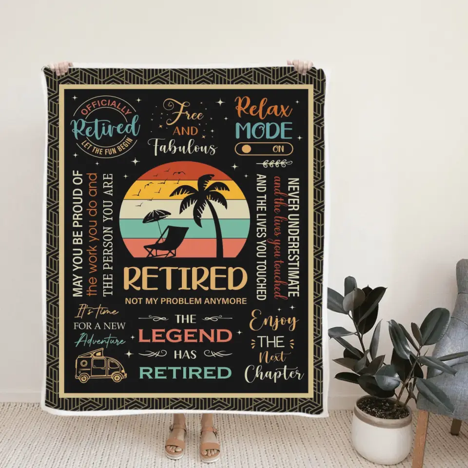 Retired Not My Problem Anymore - The Legend - Enjoy the Next Chapter - Vintage Beach Vibe Blanket - Gift for Retirement - Image 3