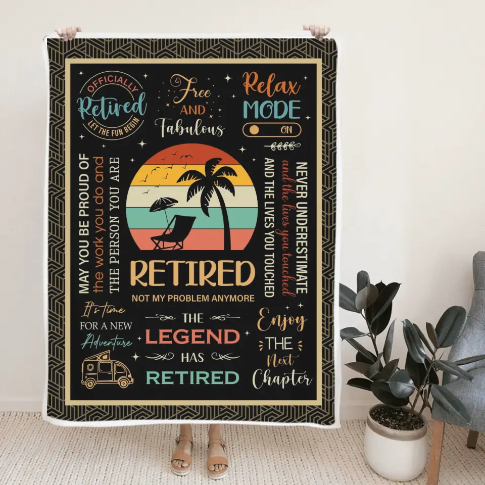 Retired Not My Problem Anymore - The Legend - Enjoy the Next Chapter - Vintage Beach Vibe Blanket - Gift for Retirement - Image 4