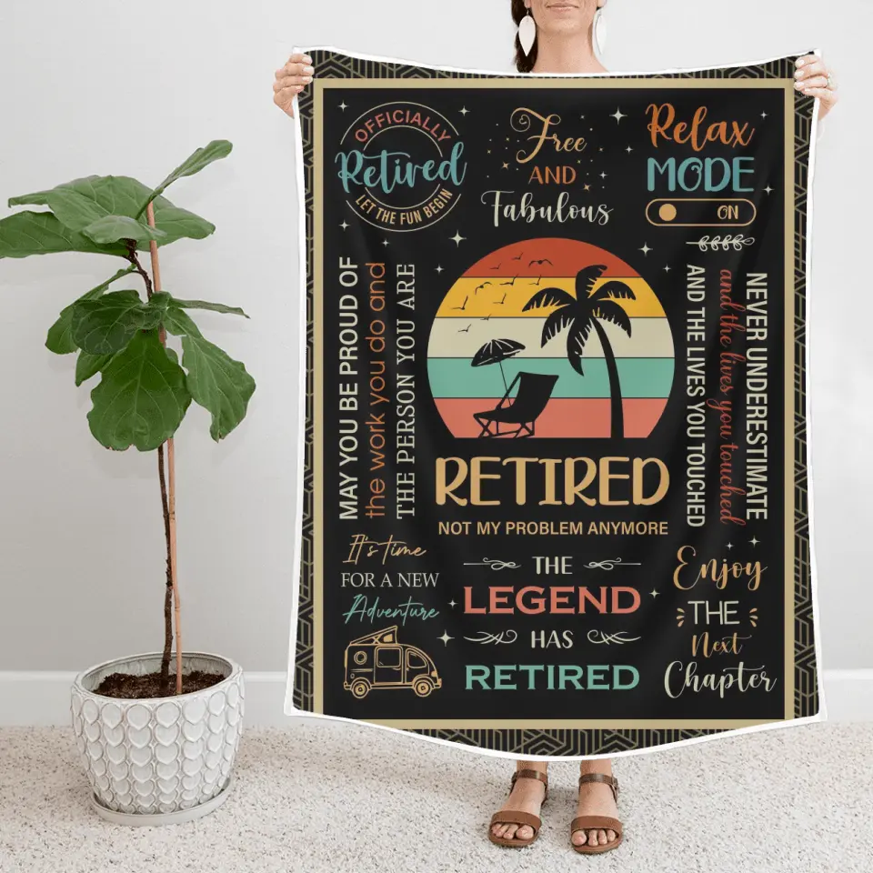 Retired Not My Problem Anymore - The Legend - Enjoy the Next Chapter - Vintage Beach Vibe Blanket - Gift for Retirement - Image 5