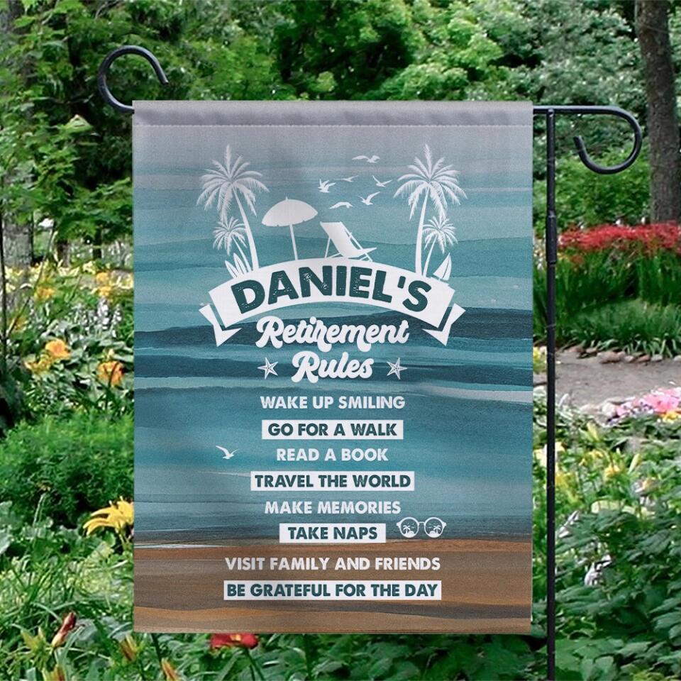 Retirement Rules Flag - Custom Name Garden Flag - Best Retirement Gifts For Grandma Grandpa Mom Dad Family - 302IHPNPFL171 - Image 5