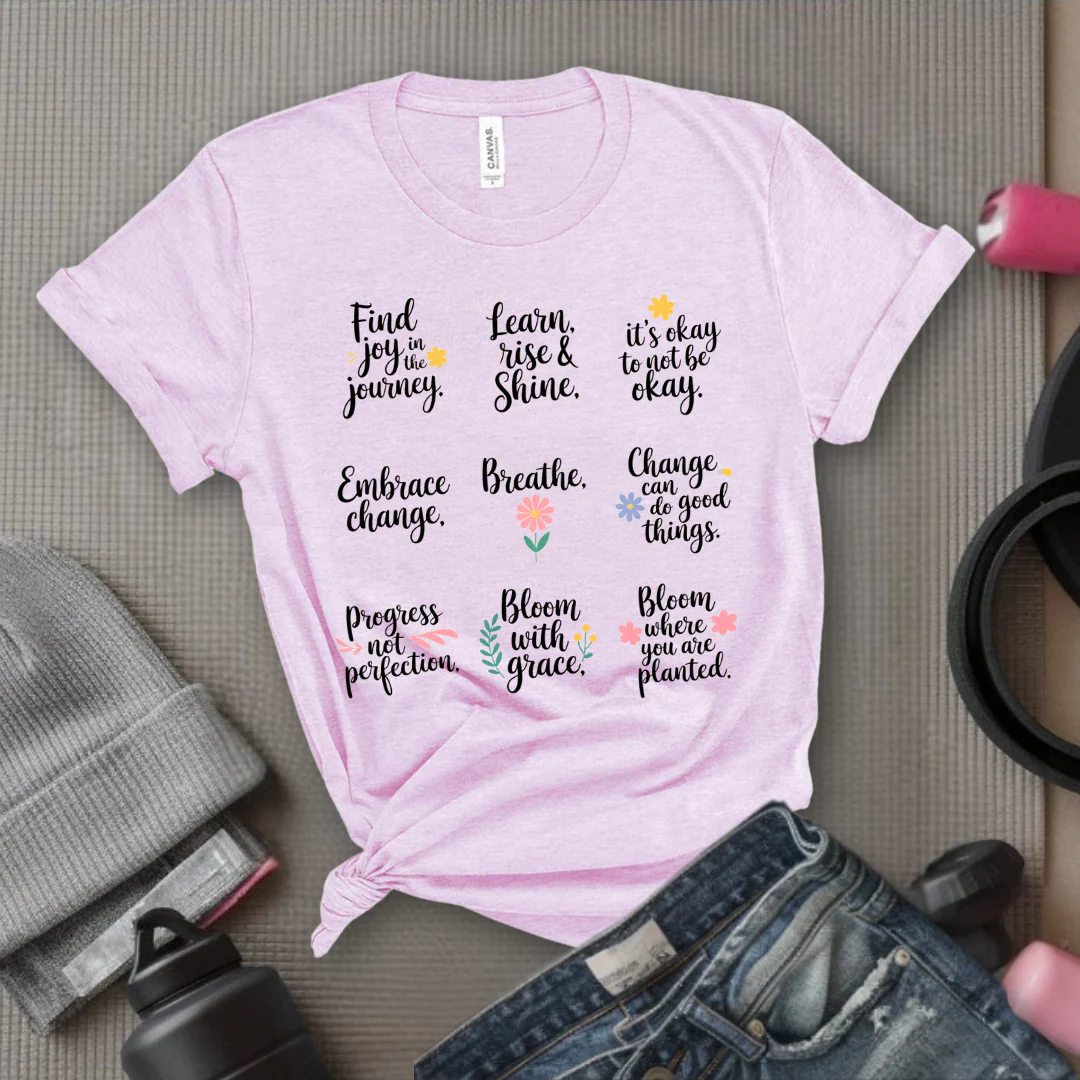 Retro Inspirational Flower Saying - Positive Quotes - Minimalism Mental Health Tee - Unisex Jersey Short Sleeve Shirt - Bella Canvas 3001 - Image 9