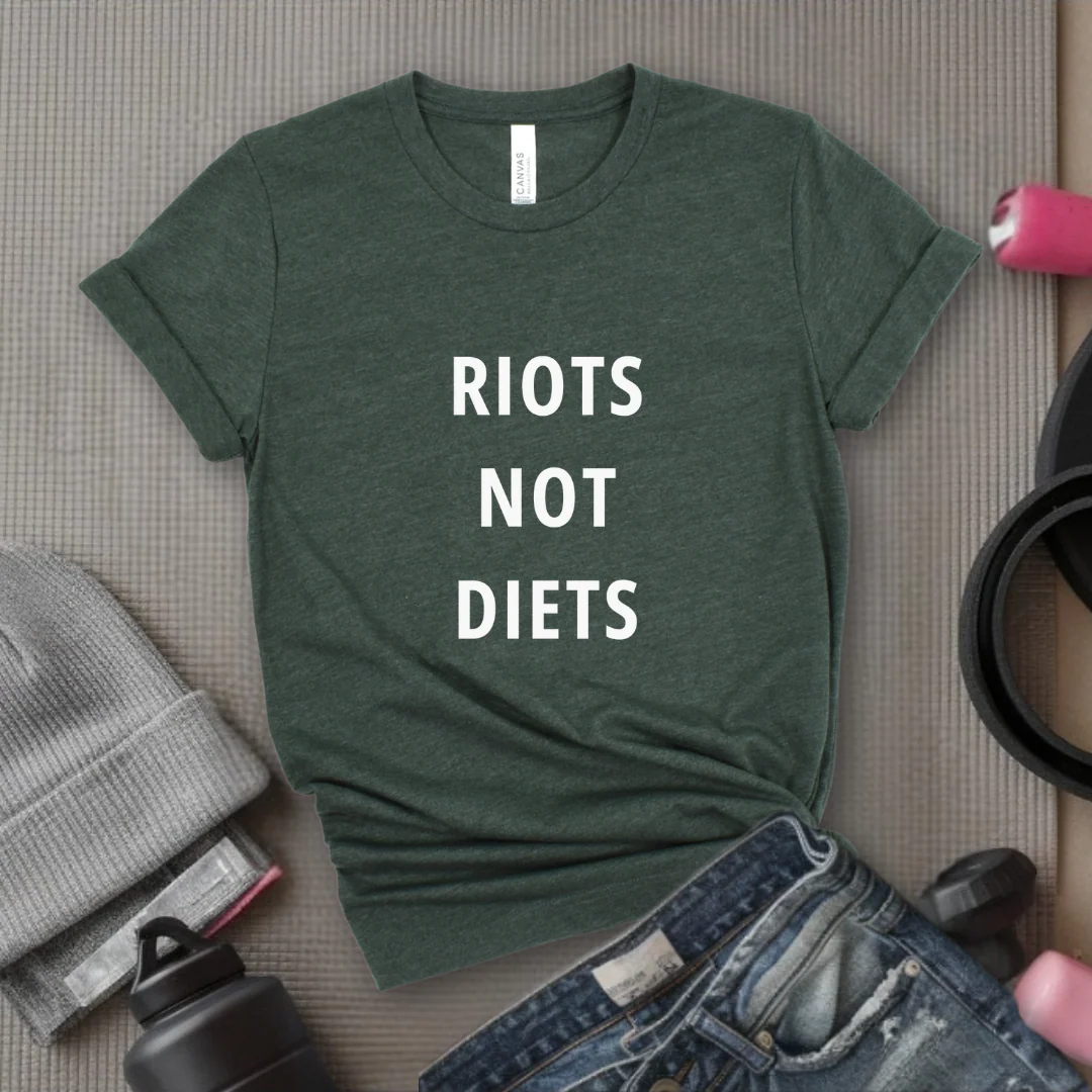 Riots Not Diets - Women Right T-Shirts - Unisex Jersey Short Sleeve Shirt - Gift for Her - Bella Canvas 3001 - Image 3