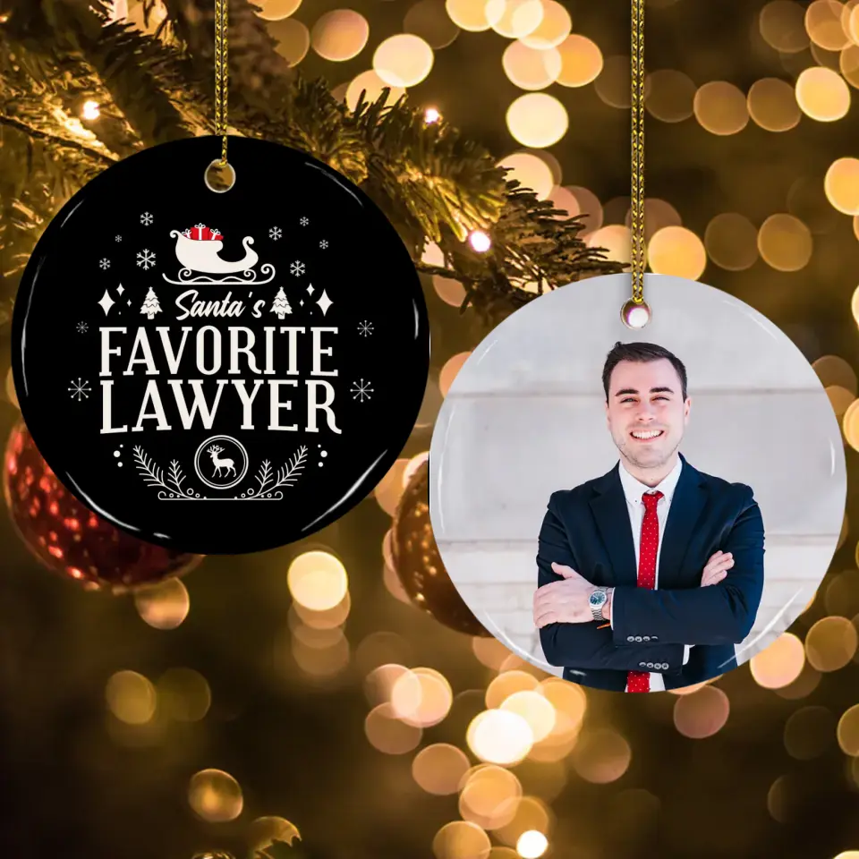 Santa's Favorite Lawyer - Personalized Ceramic Ornament - Image 2