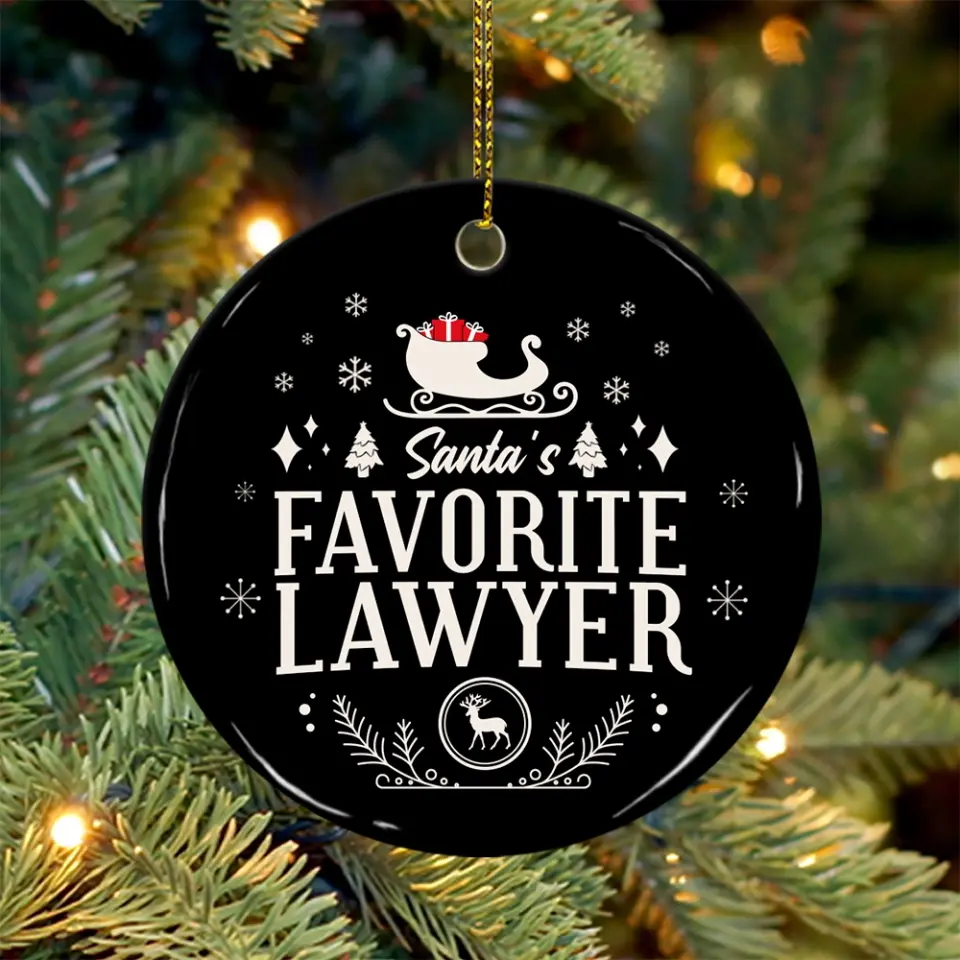 Santa's Favorite Lawyer - Personalized Ceramic Ornament - Image 5