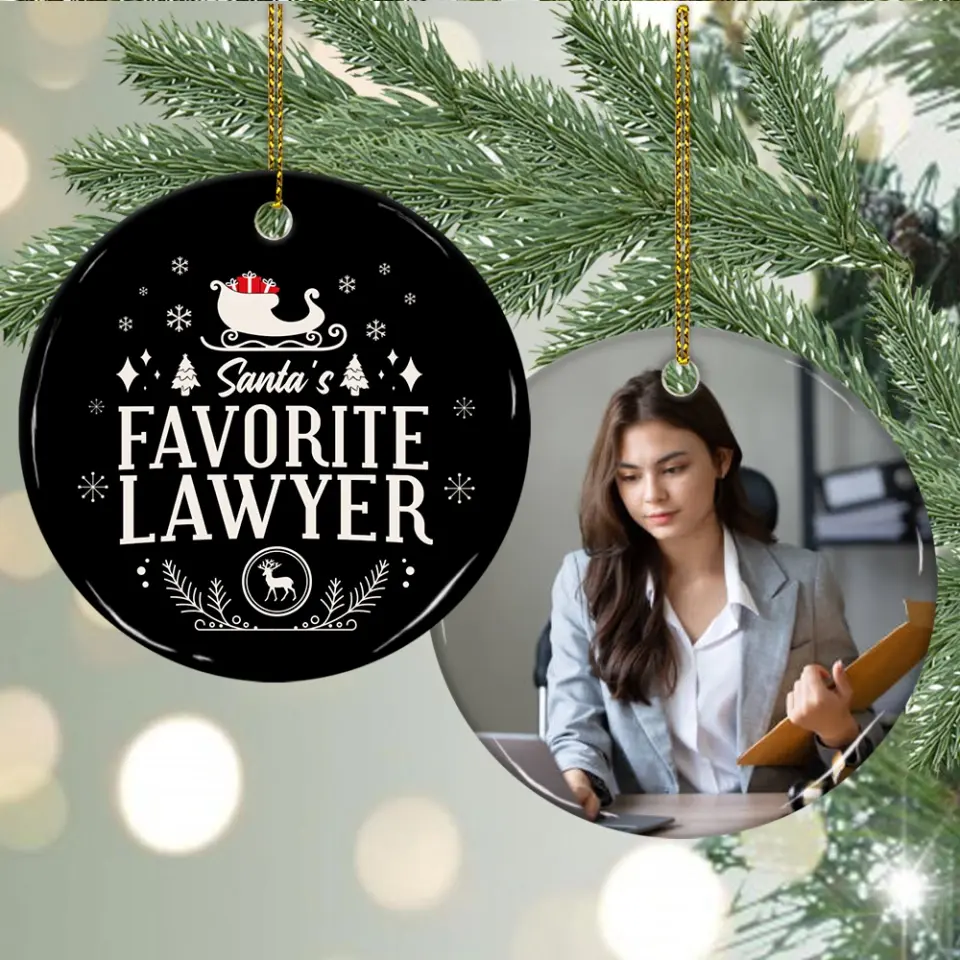 Santa's Favorite Lawyer - Personalized Ceramic Ornament - Image 6