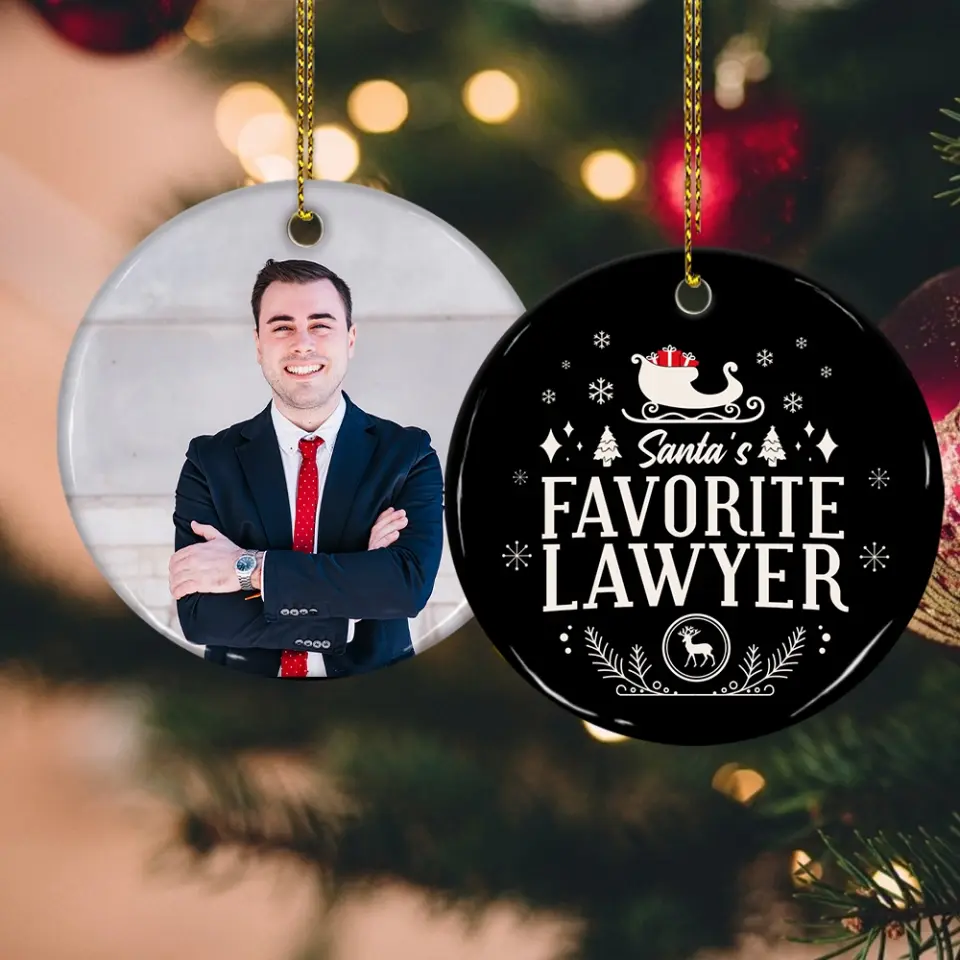 Santa's Favorite Lawyer - Personalized Ceramic Ornament - Image 7