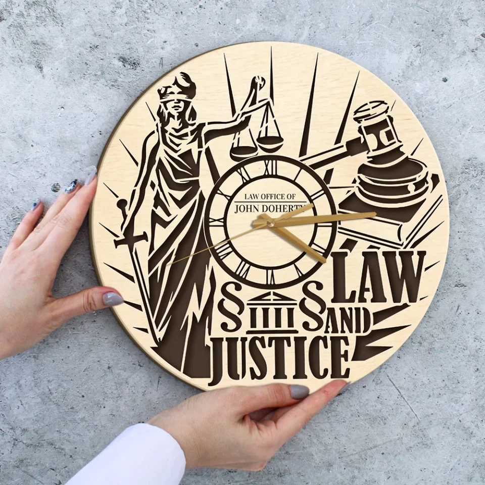 Scales of Time Law Justice - Wall Clock - Gift for Lawyers - Image 3