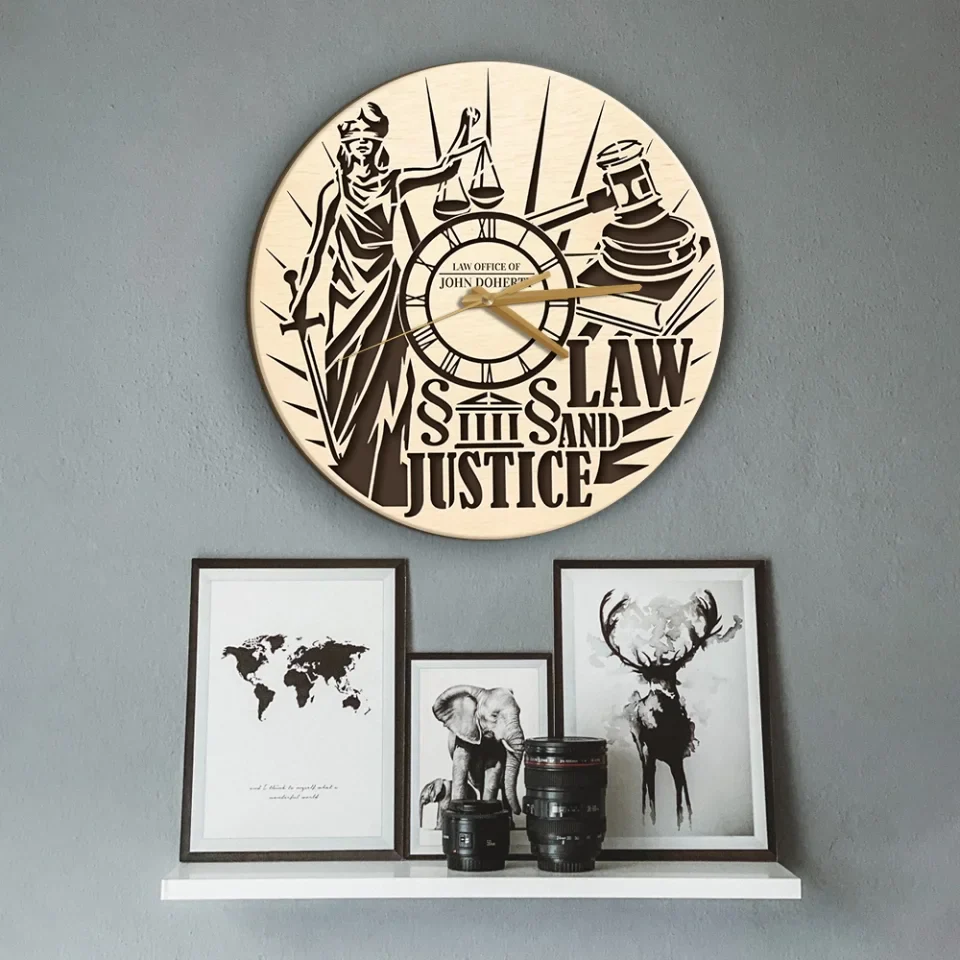 Scales of Time Law Justice - Wall Clock - Gift for Lawyers - Image 4