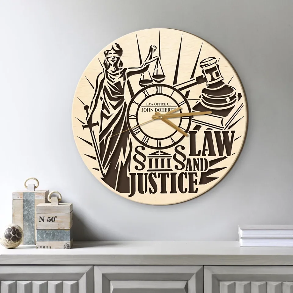 Scales of Time Law Justice - Wall Clock - Gift for Lawyers - Image 5