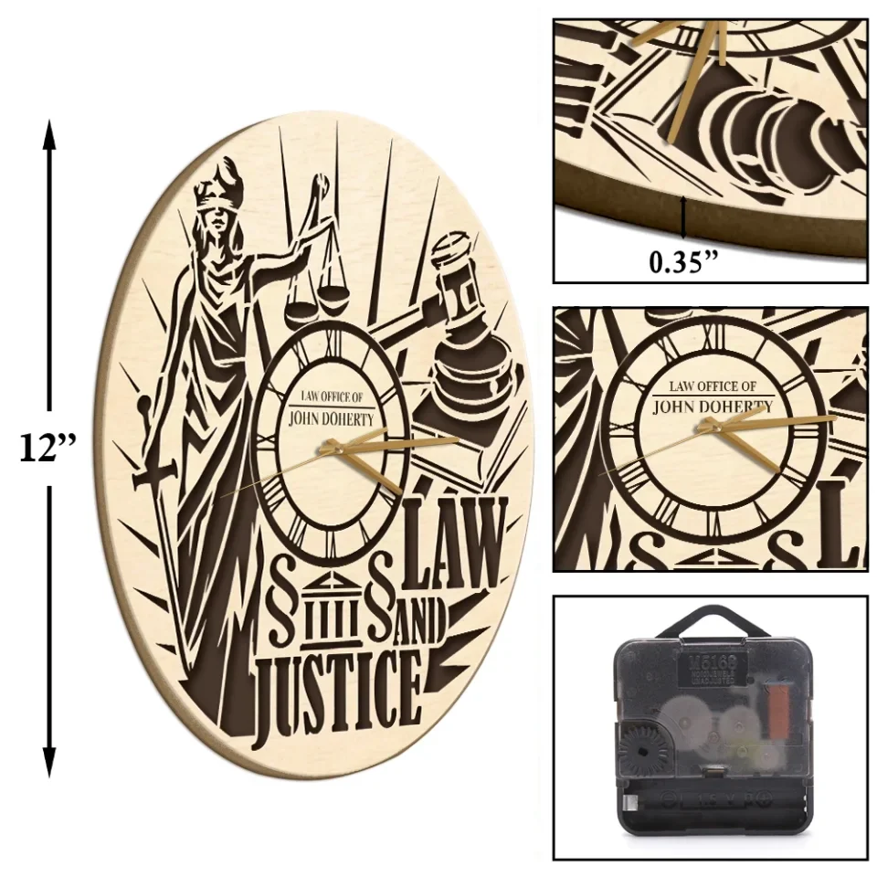 Scales of Time Law Justice - Wall Clock - Gift for Lawyers - Image 6