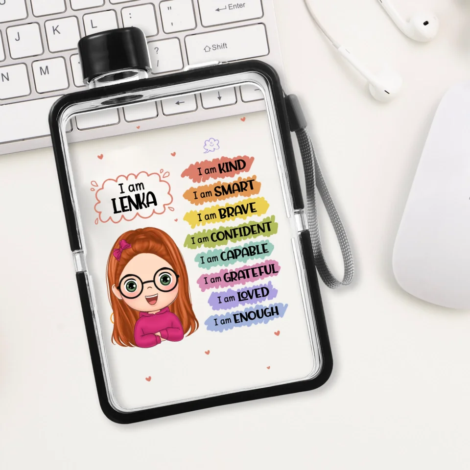 School Days Personalized Bottle - Personalized Flat Water Bottle - Gift For School Kids - Image 2