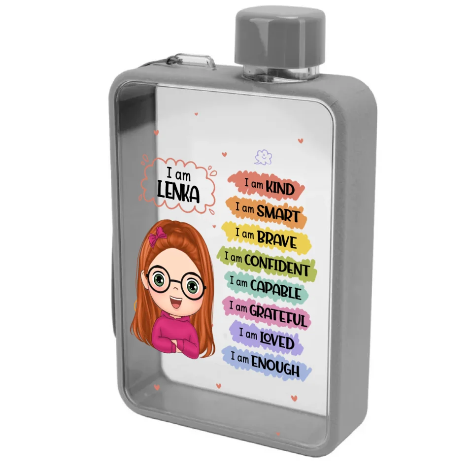 School Days Personalized Bottle - Personalized Flat Water Bottle - Gift For School Kids - Image 3