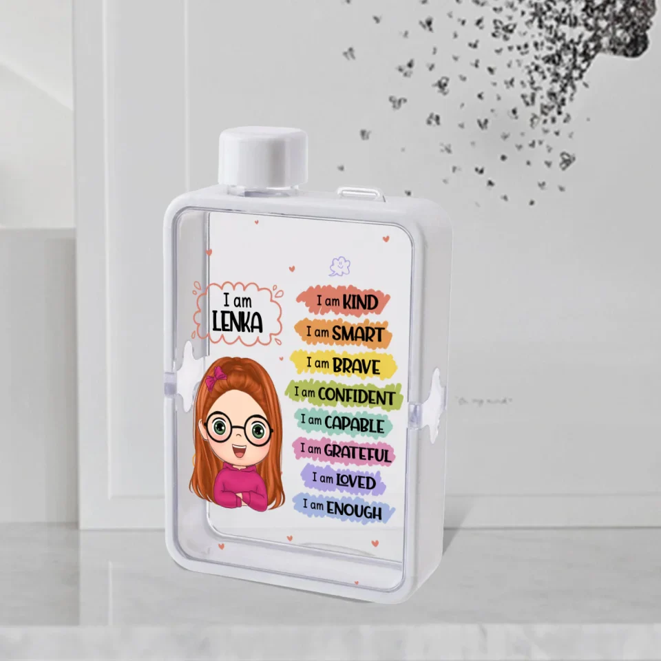 School Days Personalized Bottle - Personalized Flat Water Bottle - Gift For School Kids - Image 4