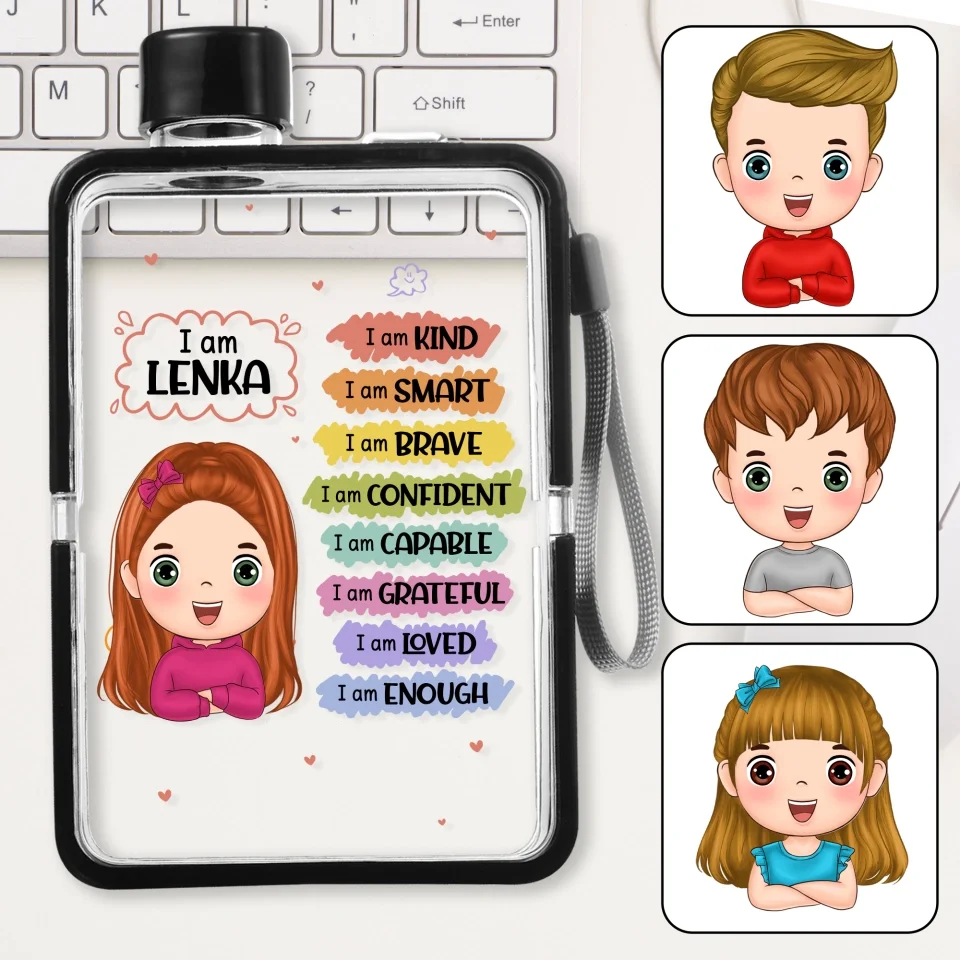 School Days Personalized Bottle - Personalized Flat Water Bottle - Gift For School Kids - Image 6