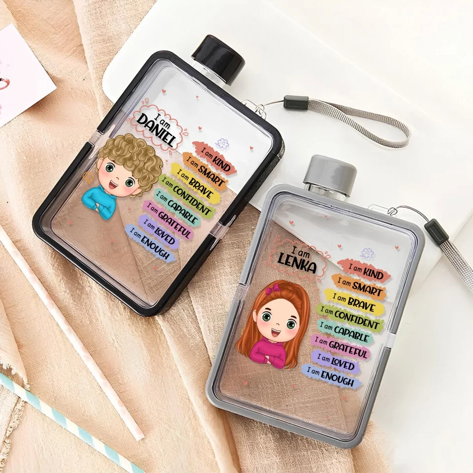 School Days Personalized Bottle - Personalized Flat Water Bottle - Gift For School Kids - Image 7