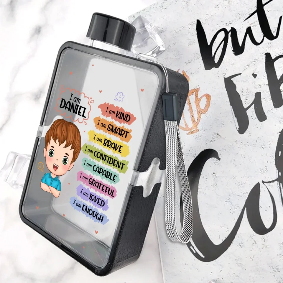 School Days Personalized Bottle - Personalized Flat Water Bottle - Gift For School Kids - Image 8