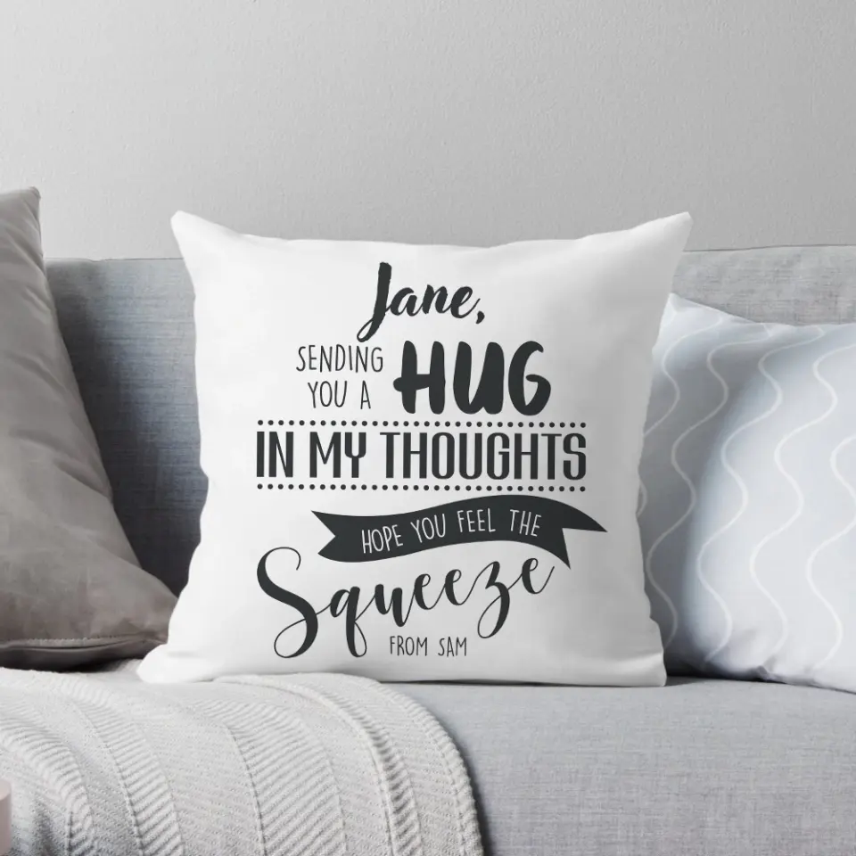 Sending You A Hug, Personalized Square Linen Pillow, Far Away Distance Gift for Your Loved One - Image 4