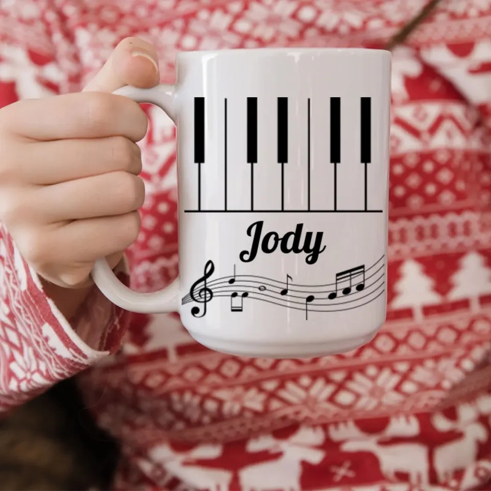 Set Piano Keyboard Music Lover Custom Name White Mug - Image 12