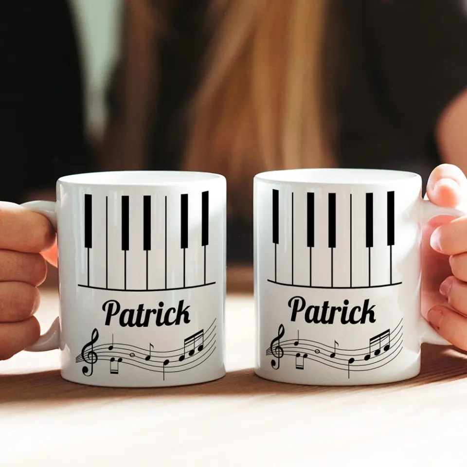 Set Piano Keyboard Music Lover Custom Name White Mug - Image 7