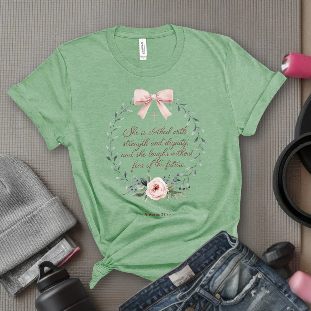 She Is Clothed With Strength And Dignity - Women Empowerment Tshirt - Gift for Strong Women, Feminists - Bella Canvas 3001 - Image 7