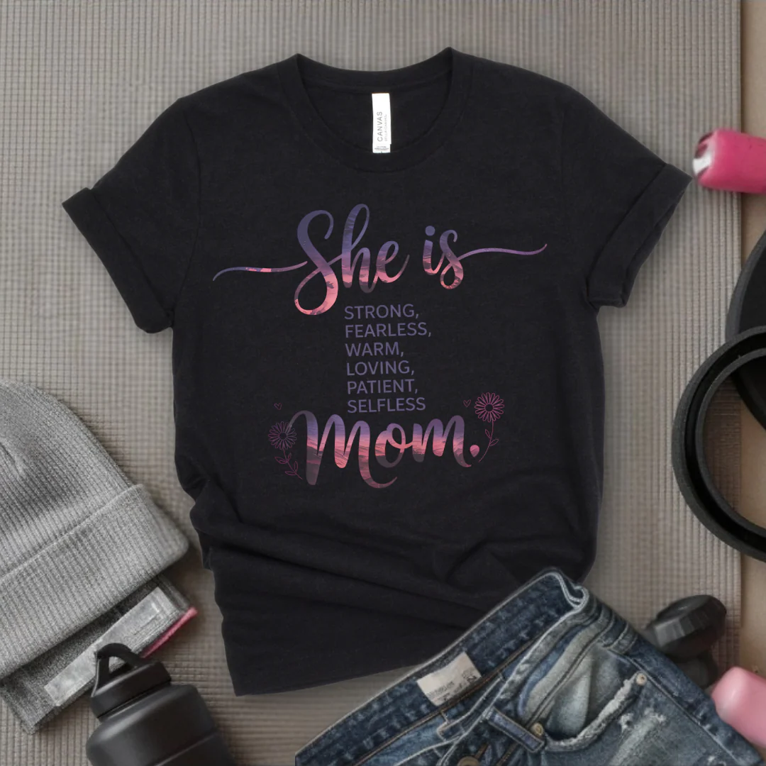 She Is Mom - Mother's Day Gifts - Women Empower Feminist Tee - Bella Canvas 3001 - Image 2