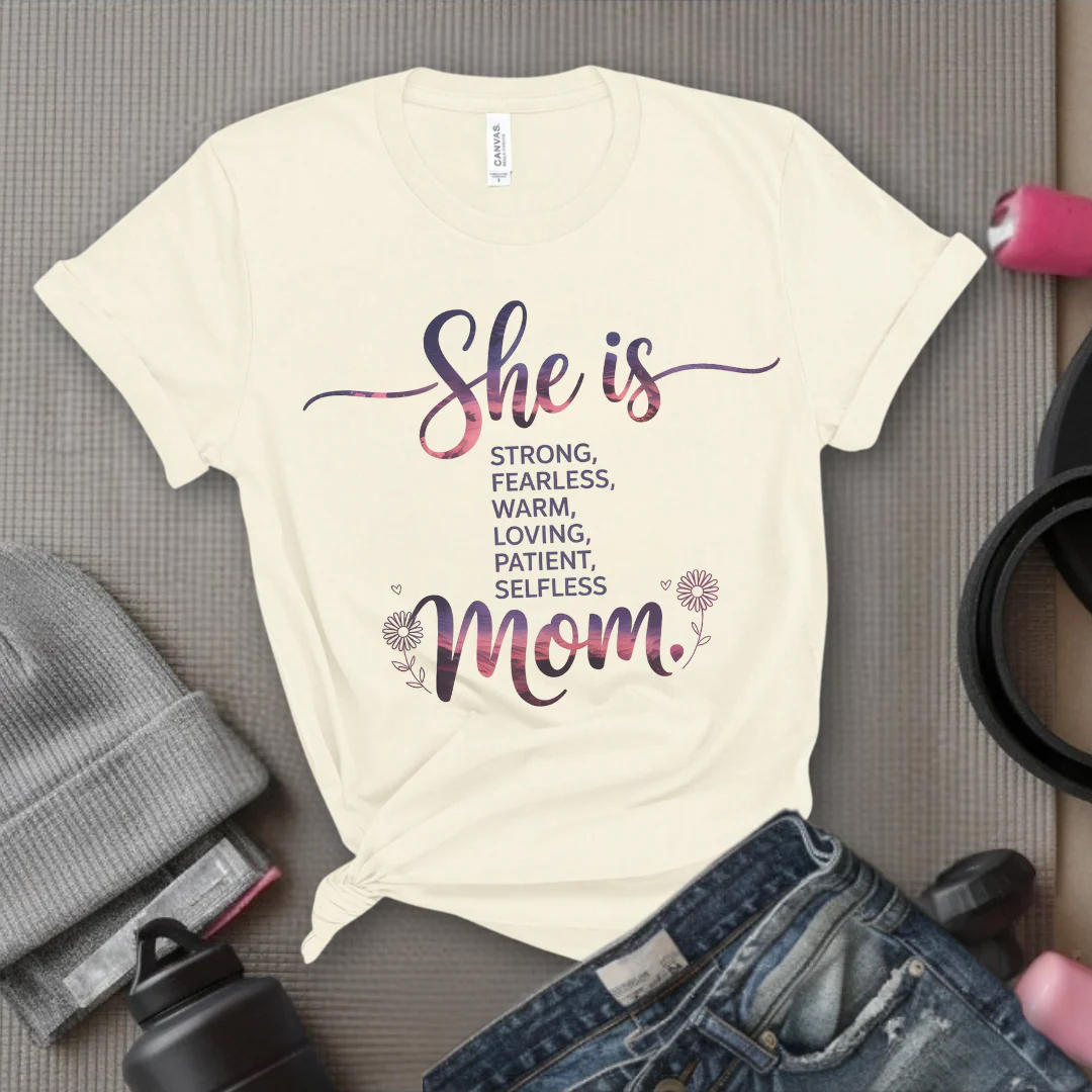 She Is Mom - Mother's Day Gifts - Women Empower Feminist Tee - Bella Canvas 3001 - Image 3