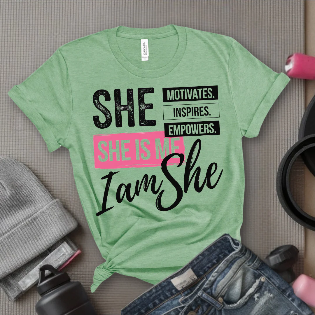 She is Motivates Inspires Empowers She is Me T-shirt - Women Empowerment Tee - Unisex Jersey Short Sleeve Shirt - Gift for Yourself - Bella Canvas 3001 - Image 11