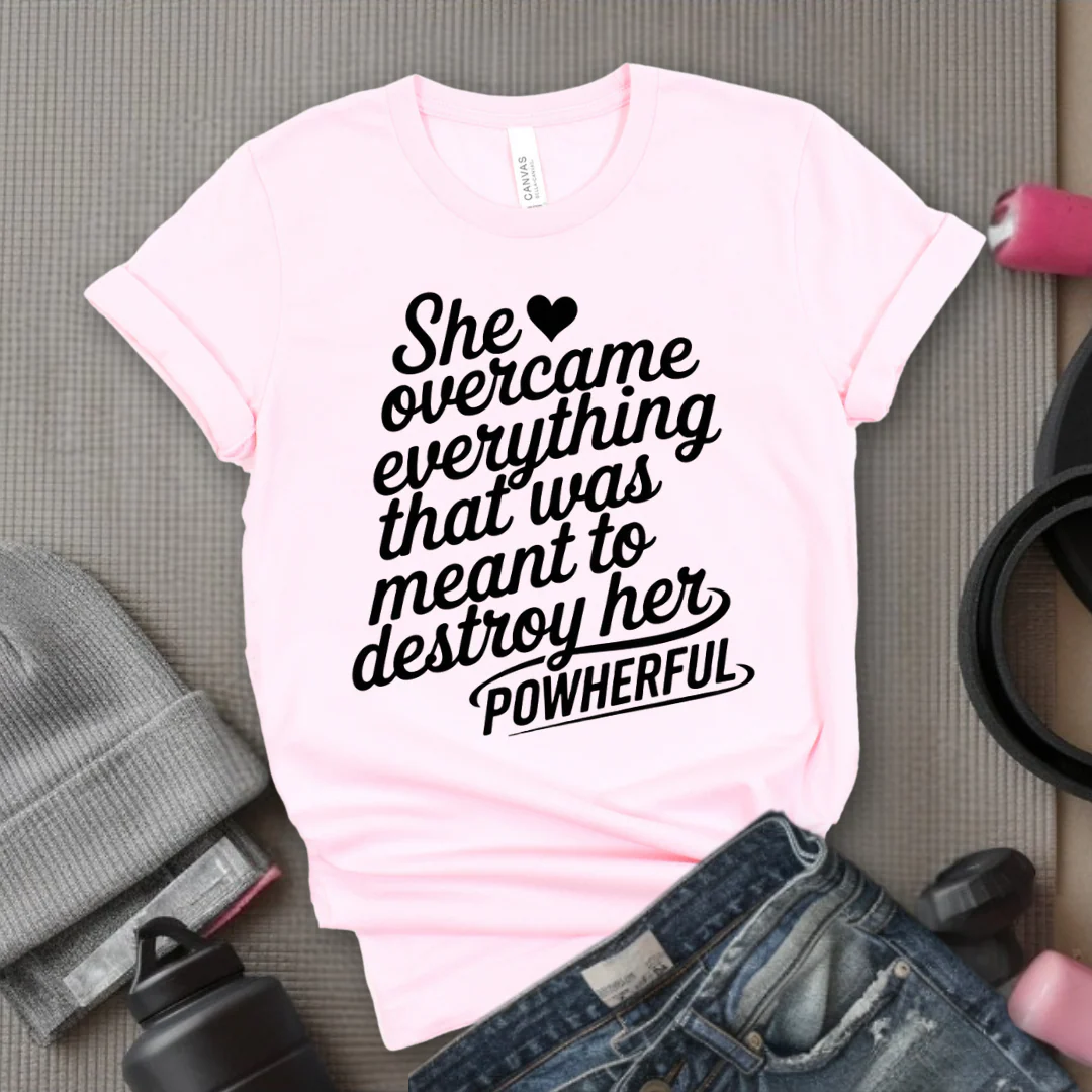 She Overcame Everything That Was Meant to Destroy Her - Feminism Shirt - Girl Power Tee - Gift for Yourself, Friends - Bella Canvas 3001 - Image 2