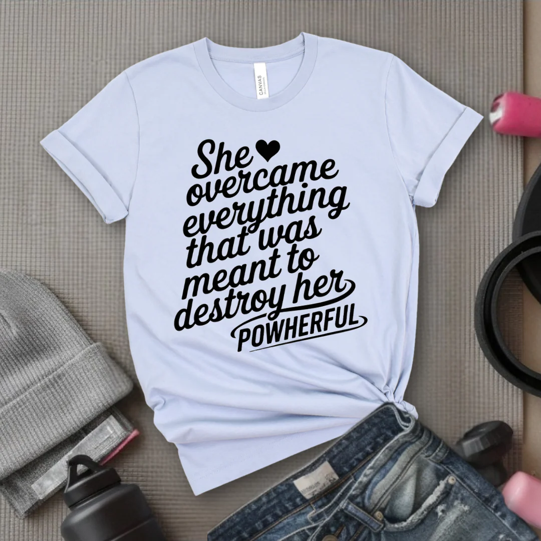 She Overcame Everything That Was Meant to Destroy Her - Feminism Shirt - Girl Power Tee - Gift for Yourself, Friends - Bella Canvas 3001 - Image 3
