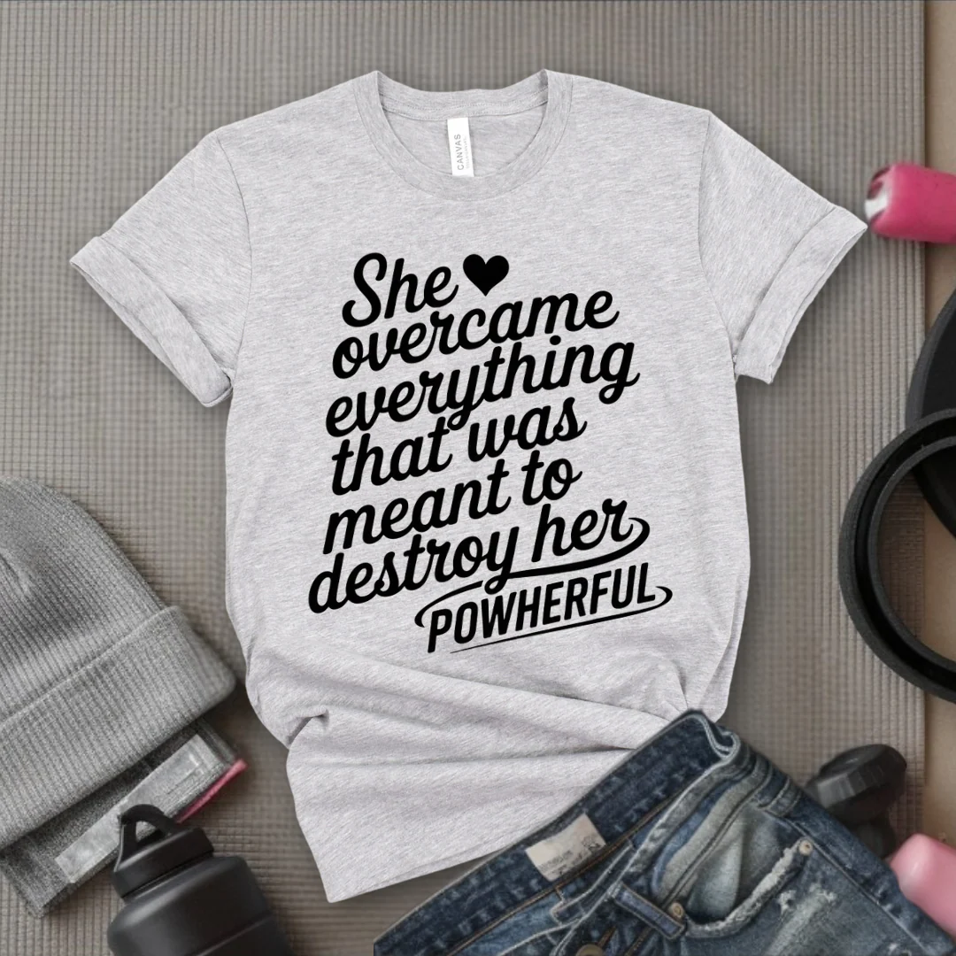 She Overcame Everything That Was Meant to Destroy Her - Feminism Shirt - Girl Power Tee - Gift for Yourself, Friends - Bella Canvas 3001 - Image 4