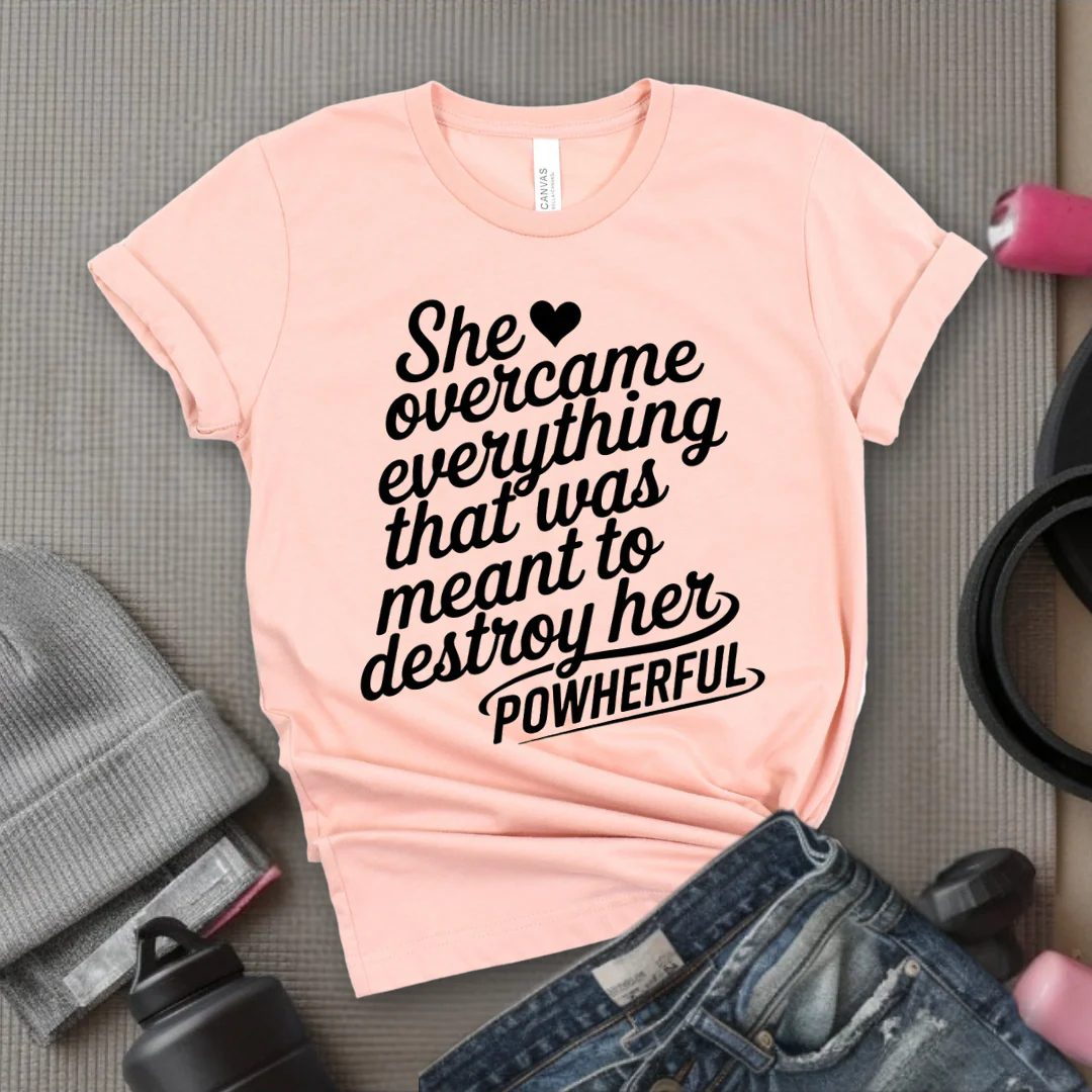 She Overcame Everything That Was Meant to Destroy Her - Feminism Shirt - Girl Power Tee - Gift for Yourself, Friends - Bella Canvas 3001 - Image 5