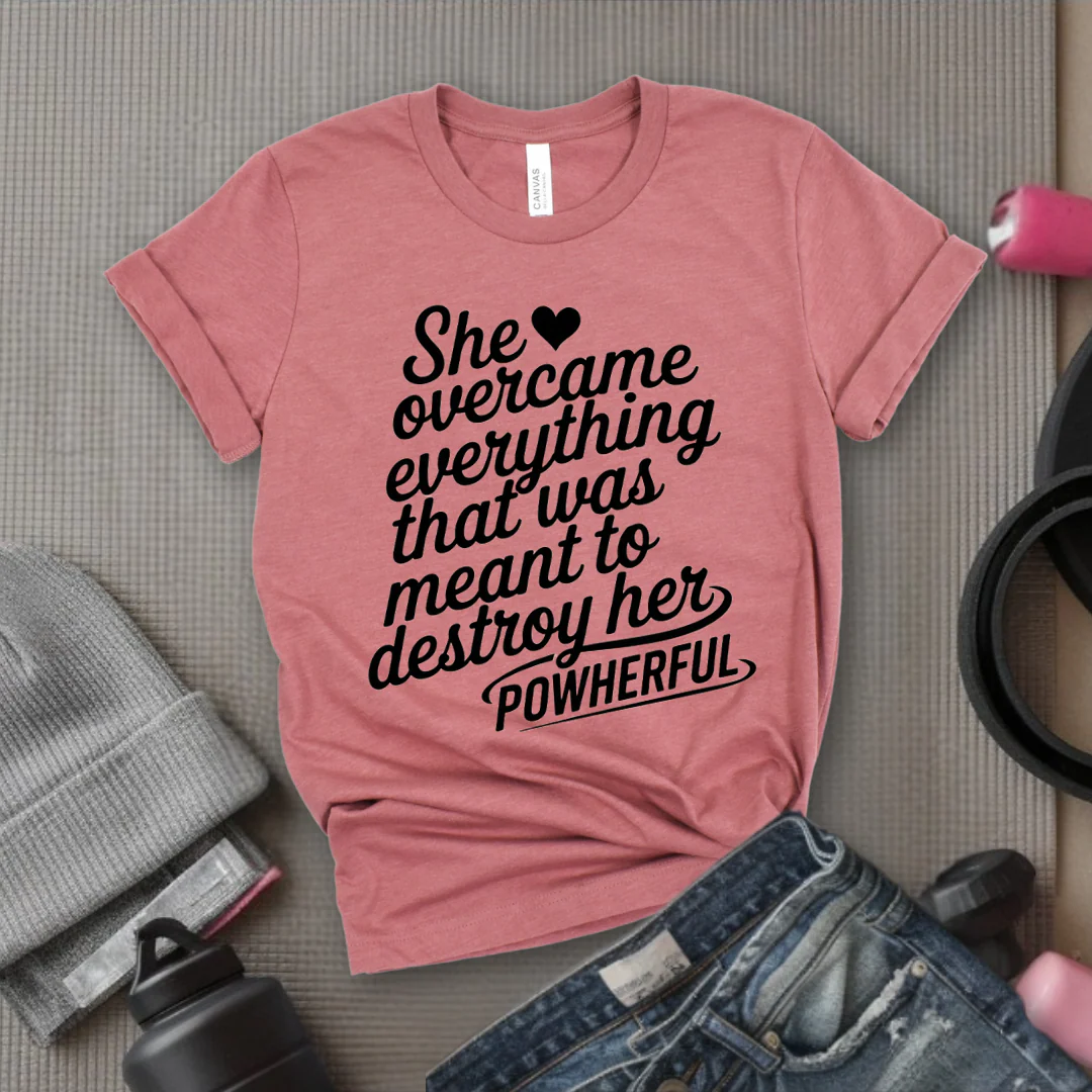 She Overcame Everything That Was Meant to Destroy Her - Feminism Shirt - Girl Power Tee - Gift for Yourself, Friends - Bella Canvas 3001 - Image 6