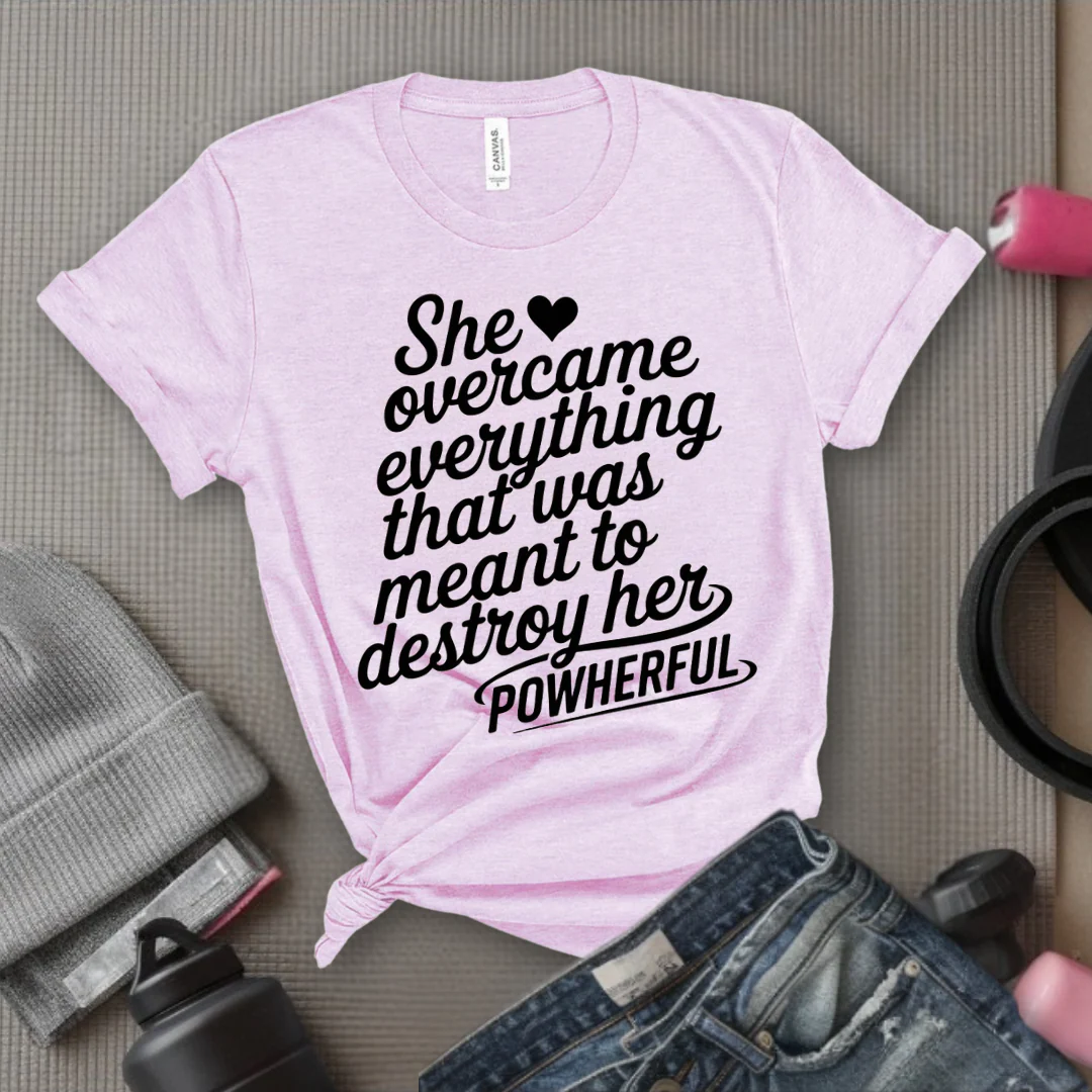 She Overcame Everything That Was Meant to Destroy Her - Feminism Shirt - Girl Power Tee - Gift for Yourself, Friends - Bella Canvas 3001 - Image 7